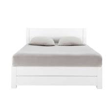 Lit 160 X 200 Cm En Bois Massif Blanc White Maisons Du Monde Bed King Size Bed White Bedding
