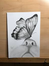 Original Drawing Butterfly And Kitten 5 X 7 Pencil Drawing Etsy Art Drawings Simple Art Drawings Sketches Creative Cool Art Drawings