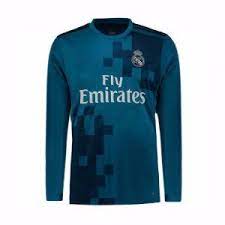 It is sky blue in colour and has a special touch: Real Madrid Cf 2017 18 Season Ls Rm Third Shirt Soccer Jersey Real Madrid Soccer Shirts