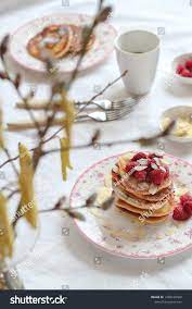Breakfast Table Pancakes Through Branches Pussywillows Stock Photo  1330169420 | Shutterstock