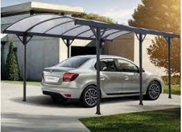 Carport Avec Couverture Pvc Pour Une Voiture Voiture Toit Transparent Acier Galvanise