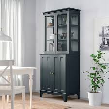 Lommarp Cabinet With Glass Doors Dark Blue Green 33 7 8x78 3 8 Ikea Glasschrankturen Vitrine Schrank Mit Glasturen