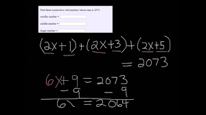 Because odd integers are separated by two, each consecutive odd integer is two larger than the one before it. Find 3 Consecutive Odd Numbers Youtube