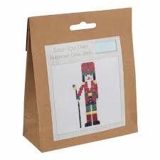White jobelan using dmc floss and mill hill beads. Trimits Festive Nutcracker Mini Counted Cross Stitch Kit Needlecraft Kits My Sewing Box