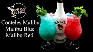Absolut citron vodka, malibu rum, maui blue hawaiian schnapps. 2 Cocteles Con Malibu Malibu Blue Y Malibu Red Youtube
