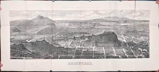 Edinburgh. Supplement to the Illustrated London News, July 18, 1868. [Bird's Eye View]. by SCOTLAND - EDINBURGH) Sulman, Thomas (illus) | 07-18- 1868. | The Illustrated London News. | - Biblio