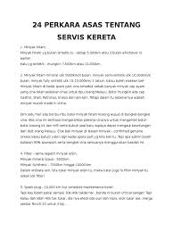 Kereta ( disebut kĕ.ré.ta, jawi: 24 Perkara Asas Tentang Servis Kereta