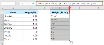 How to convert cm or m to feet and inches in Excel?