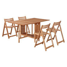 325 Linon Linon Delany 5 Piece Space Saver Folding Dining Set With Self Storing Chairs Natural Space Saving Dining Room Space Saver Table Linon Home Decor