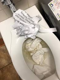 Use your hands or a plunger. Cleaner Wrote A Note Asking To Stop Throwing Paper Towels In The Toilet Because It Would Clog It 9gag