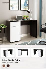 Buy Mira Study Table With Frosty White Drawer Flowery Wenge Finish Online In India Wooden Street In 2020 Study Table White Drawers Home Decor Furniture