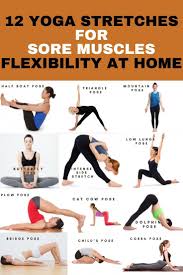 12 Yoga Stretches For Sore Muscles Flexibility At Home Sore Muscles Yoga Stretches Recovery Workout