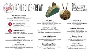 Rolled Ice Cream Menu Jpg Cinnamon Crunch Sweet Cream Ice Cream Ice Cream Menu