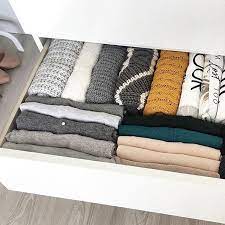 Rolled And Stuffed This Is A Great Way To Store All Your Sweaters And Cardigans When Clothes Closet Organization Minimalist Closet Organization Winter Closet