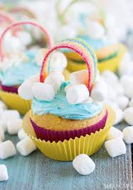 End Of The Rainbow Cupcakes Covered With Sweet And Sour Rope Candy Marshmallows And Lots Of Frosting Pretty C Cupcake Recipes Savoury Cake Rainbow Cupcakes