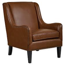 tommy hilfiger faux leather upholstered andover chair in brown in 2020 wingback chair leather accent chair brown leather recliner chair