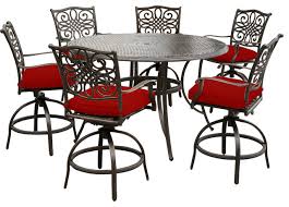 Rectangular table chair set cover. Traditions 7 Piece High Dining Set With 6 Swivel Chairs And 56 Cast Top Table Mediterranean Outdoor Dining Sets By Almo Fulfillment Services