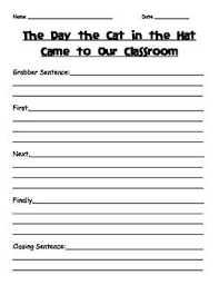 Cat In The Hat Writing Activity Writing Activities First Grade Writing Writing Prompts For Kids