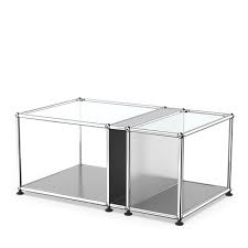 USM Haller table d'appoint plateau verre et compartiment ...
