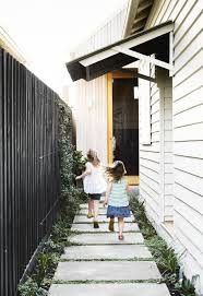 A Peach Toned Revamp Transformed This Californian Bungalow House Landscape Garden Pavers Side Yard Landscaping