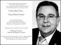 Traueranzeigen von Hans-Peter Cremer