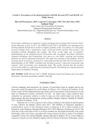 Ini selaras dengan falsafah pendidikan kebangsaan. Pdf Teachers Perceptions On The Implementation Of Kssr Revised 2017 And Kssm An Online Survey