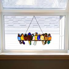 Birds On A Wire Stained Glass River Of Goods Multi Stained Glass Birds On A Wire Window Panel 10279 Stained Glass Windows Stained Glass Birds Stained Glass Window Panel