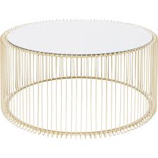 Round glass / brass coffee table. Round Brass Coffee Table Wire Kare Design
