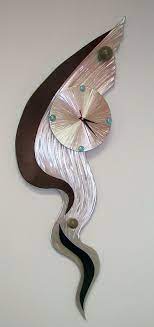 Emactime Abstract Clock Design In Cool Contemporary Copper Color Brushed Aluminum Mixed Media 249 00 A V Abstract Clock Clock Wall Art Sculpture Clock