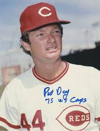 PAT DARCY CINCINNATI REDS 1975 WS CHAMPS ACTION SIGNED 8x10