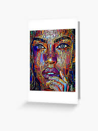 Salome colors, woman portrait, woman, mujer, femme, lea roche paintings  Greeting Card