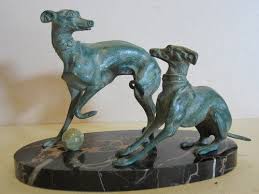 Choose from a great range of sculptures. Sale Vintage Green Patinated Bronze Statue Playing Dogs Etsy Grey Hound Dog Whippet Bronze Statue