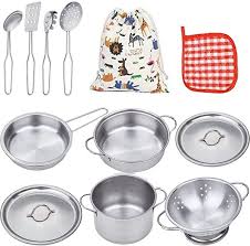 Please refresh the page and try again. Amazon Com Vipamz My First Play Kitchen Pretend Cooking Toy Cookware Playset For Kids 11 Pieces Stainless Steel Pots And Pans Utensils Dishwasher Safe Toys Games