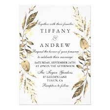 Modern Gold Leaf Fern Wreath Wedding Invite Zazzle Com Baptism Invitations Wedding Invitations Invitations