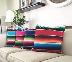 Serape Pillow With Fringe Mexican Home Decor Mexican Style Decor Serape Decor