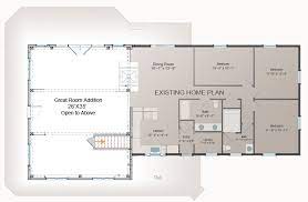 Building that manufactured home addition. Great Room Addition Plan Post And Beam Addition Barn Style Homes Room Addition Plans Home Addition Plans Great Room Addition