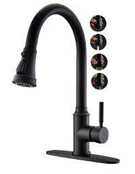 This helps you cover a larger area within the sink and finishes your work very quickly. Online At Best Price Mqwox Matte Black Kitchen Faucet Bronze Modern High Arc Pull Out Kitchen Faucets Single Handle Stainless Steel Kitchen Sink Faucets With Pull Down Sprayer And Deck Plate Famous