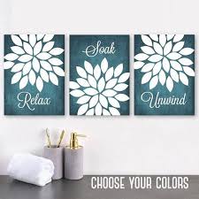 Flower Teal Bathroom Wall Art Teal Bathroom Canvas Or Prints Relax Soak Unwind Quote Flower Bathroom D Bathroom Canvas Art Bathroom Wall Art Bathroom Canvas