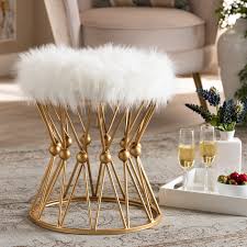 Leonie White Faux Fur Ottoman — Cool Stuff & Accessories