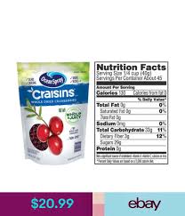 Big Size Ocean Spray Craisins Dried Cranberries Original 64 Oz 4 Pounds Snack Nutrition Facts Dried Cranberries Serving Size