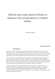 We did not find results for: Doc Ghid De IntervenÅ£ie Pentru Militarii Cu Tulburare Stres Posttraumatic In Mediul Militar Irina Nastasie Academia Edu