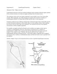 A standard environmental analytical method illustrates the importance of. Experiment 2 Liquid Liquid Extraction