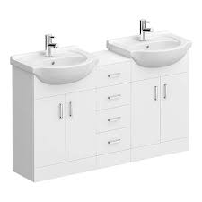Its double basin vanity units for. Cove White Gloss Double Basin Vanity Drawer Combination Unit Victorian Plumbing Uk