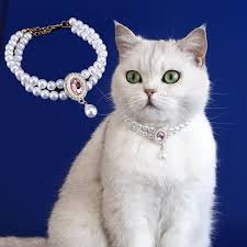 Pet Necklace Pearl Necklace Cat Collar Jewelry Cat Collar With Pink  Rhinestone Heart Charm Pearl Quick