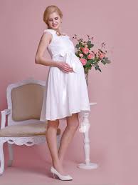 Ob ihr brautkleid kurz oder lang sein soll, hängt allein von ihren persönlichen vorlieben ab. Sommer Umstandsmode Brautkleid Schwanger Empire U Boot Ausschnitt Kurz Weiss Spitze Mit Gurtel