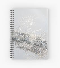 Silver Gray Glitter 2 Shiny Decor Art Spiral Notebook By Anitabellajantz Cute School Supplies Silver Notebook