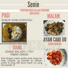 Berikut ini adalah beberapa resep menu makanan yang bisa menurunkan berat badan dan bisa digunakan untuk sarapan, untuk makan siang, maupun. Menu Diet Tanpa Nasi Diet Enak Bahagia Dan Menyenangkan Facebook