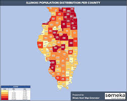 Illinois county population density map. Illinois County Map And Population List In Excel