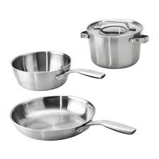 Sensuell 4 Piece Cookware Set Stainless Steel Gray Ikea Cookware Set Stainless Steel Cookware Set Induction Cookware