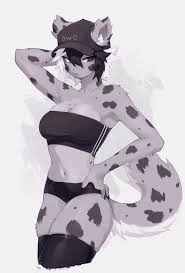 246342 - safe, artist:oftenghosts, big cat, feline, leopard, mammal, snow  leopard, anthro, clothes, female, hat, headwear, panties, solo, solo  female, tail, thick thighs, thighs, topwear, underwear - Furbooru